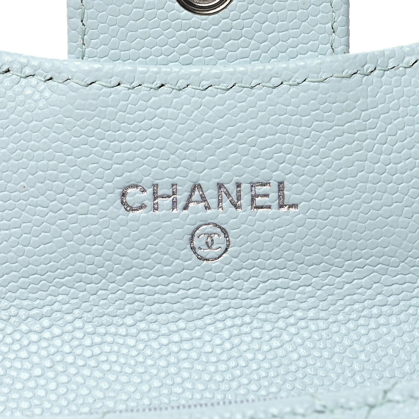 Caviar Quilted Flap Card Holder Wallet Light Blue