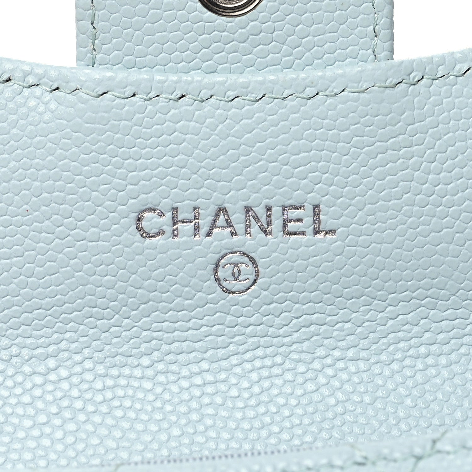 Chanel Caviar Quilted Flap Card Holder Wallet Light Blue 6 of 14