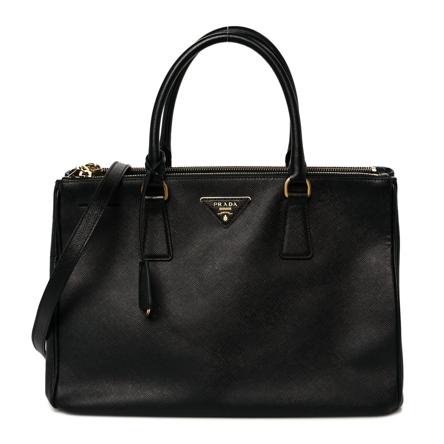Saffiano Medium Galleria Double Zip Tote Black
