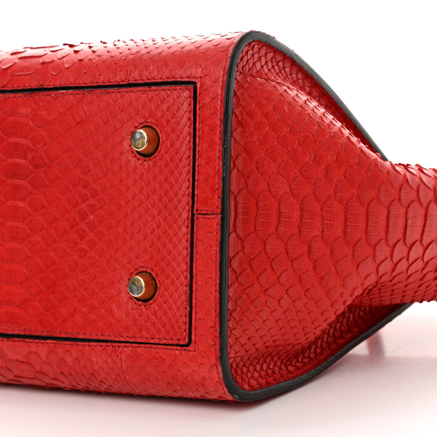 Celine Snakeskin Small Tie Knot Tote Red 9 of 17