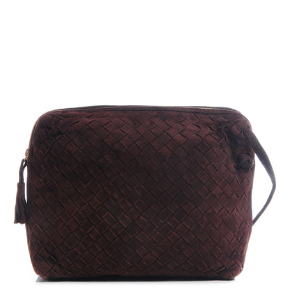 Bottega Veneta Vintage Suede Intrecciato Small Messenger Bag Brown 1 of 8