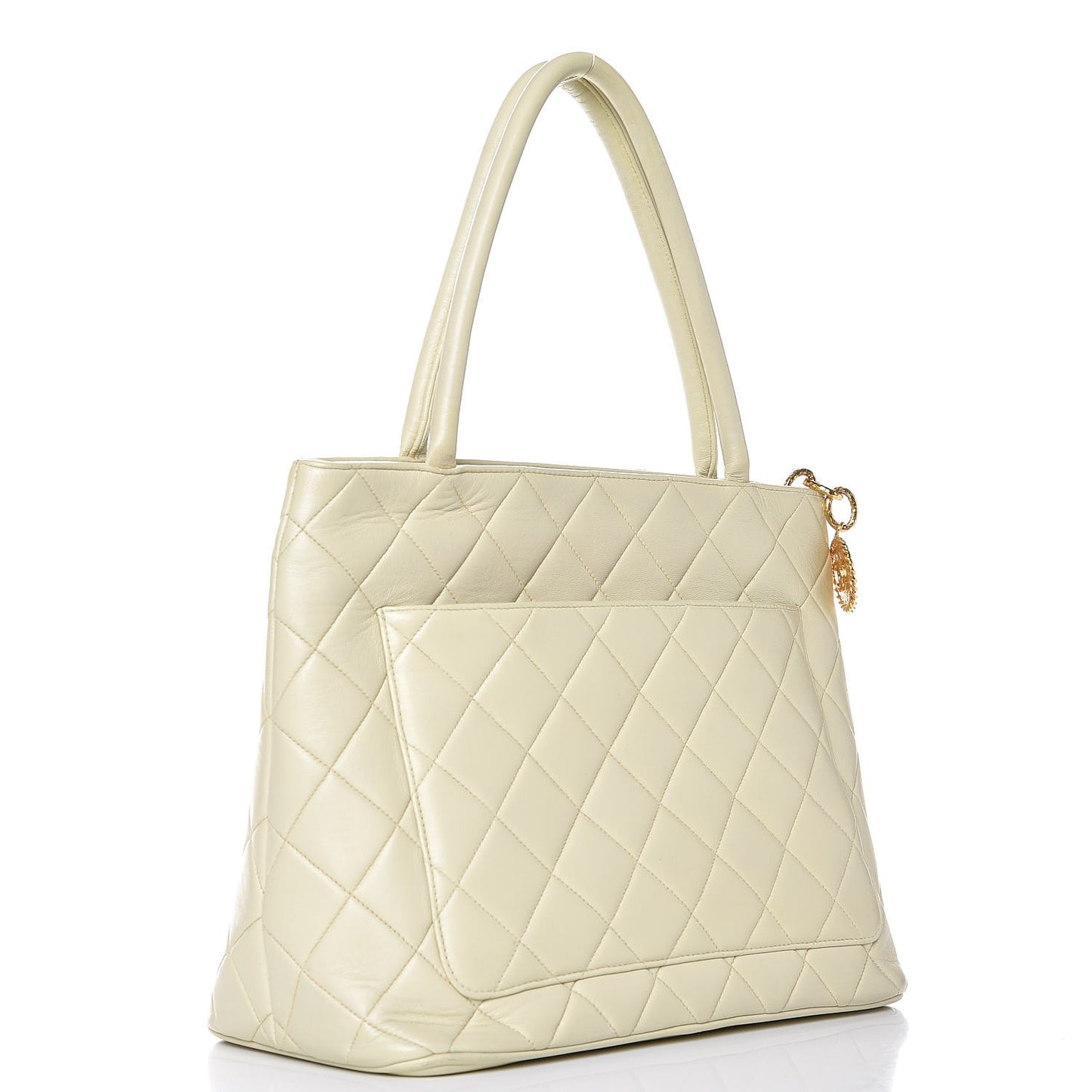 Lambskin Quilted Medallion Tote Light Beige
