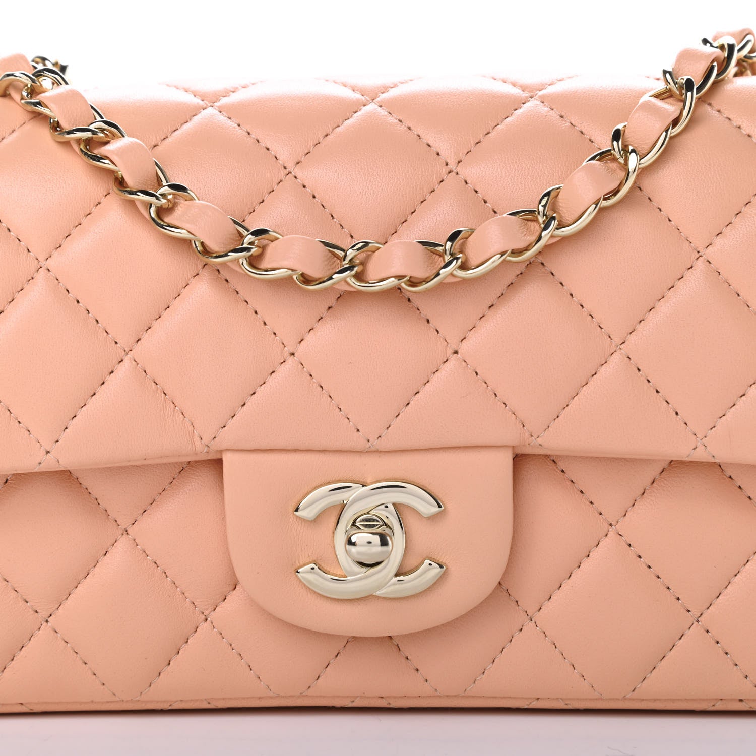 Chanel Lambskin Quilted Mini Rectangular Flap Light Pink 8 of 10
