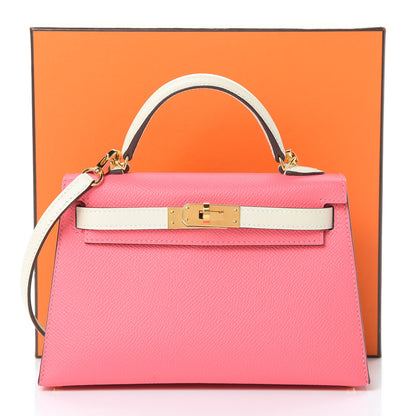 Hermes Epsom Horseshoe Mini Kelly Sellier 20 Rose Azalee Craie 12 of 12