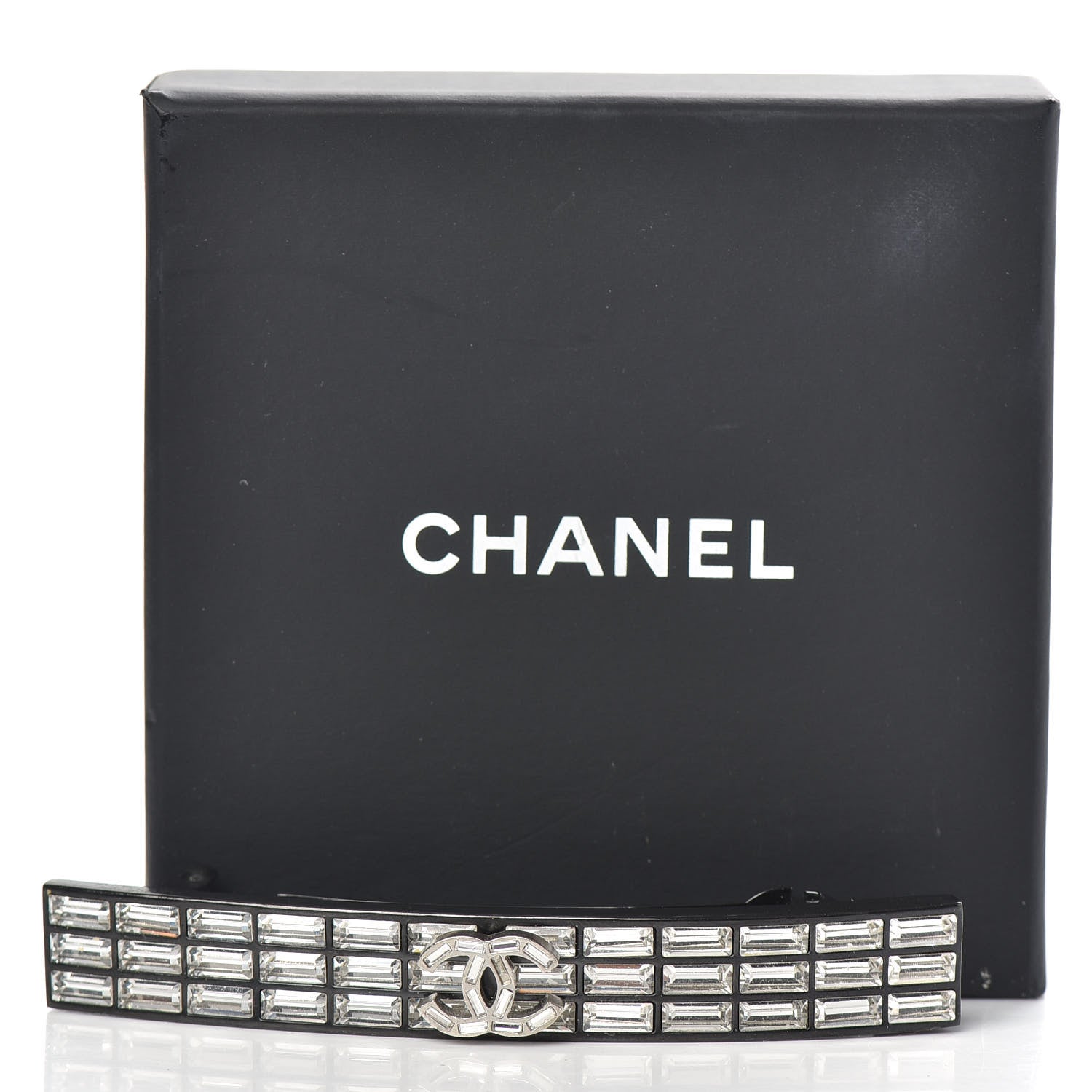 Chanel Crystal CC Hair Clip Barrette Silver 4 of 4