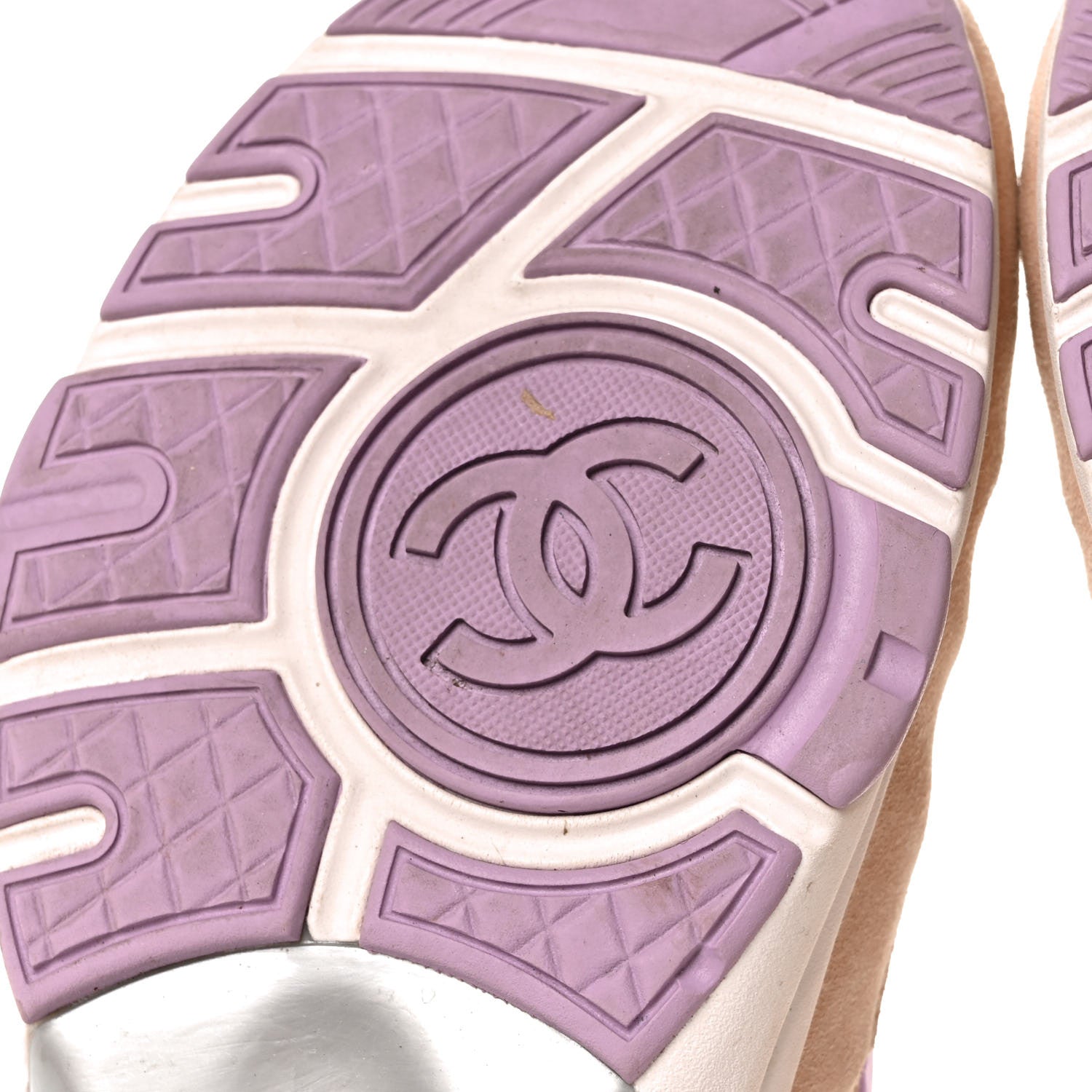 Chanel Nylon Lambskin Suede Calfskin CC Sneakers 37.5 Green Purple Pink 6 of 7