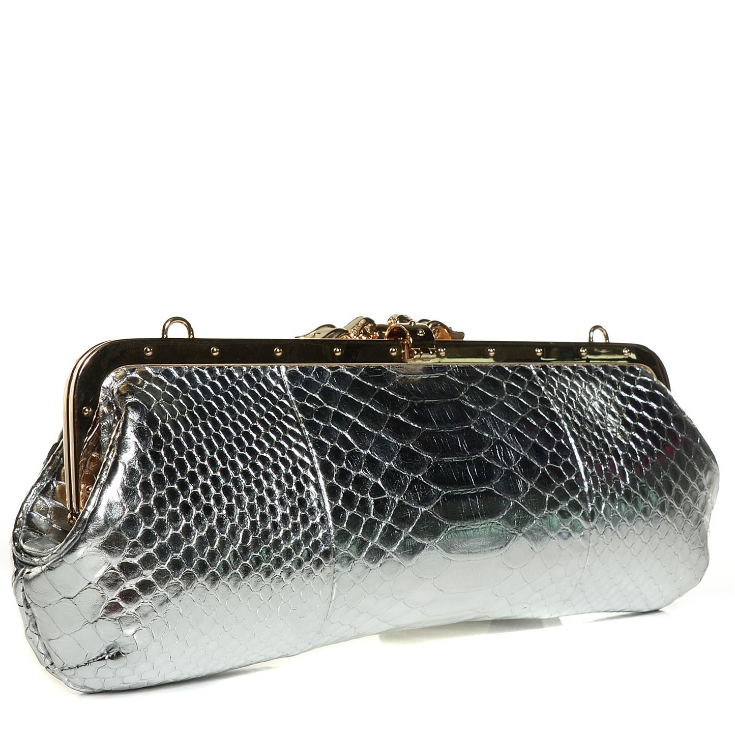 Python Tom Ford Dragon Clutch Silver