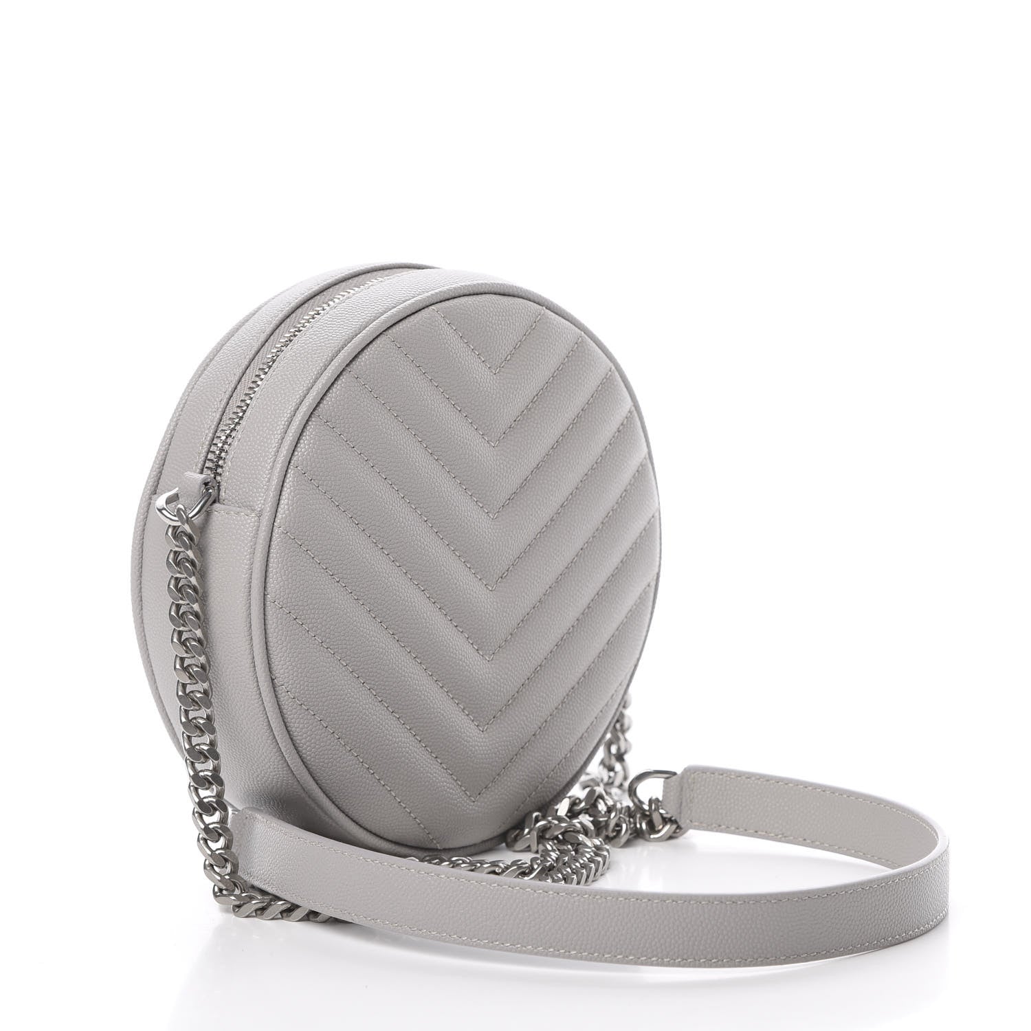 Saint Laurent Grain De Poudre Matelasse Chevron Quilted Round Vinyle Camera Bag Souris 3 of 10