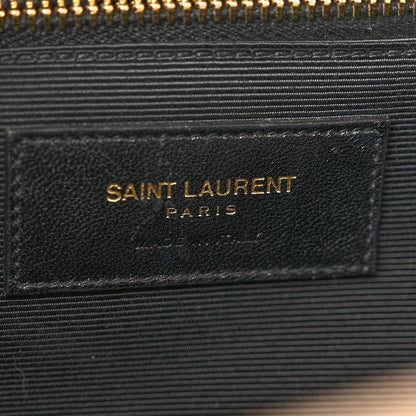 Saint Laurent Grain De Poudre Matelasse Chevron Large Monogram Satchel Dark Beige 6 of 16