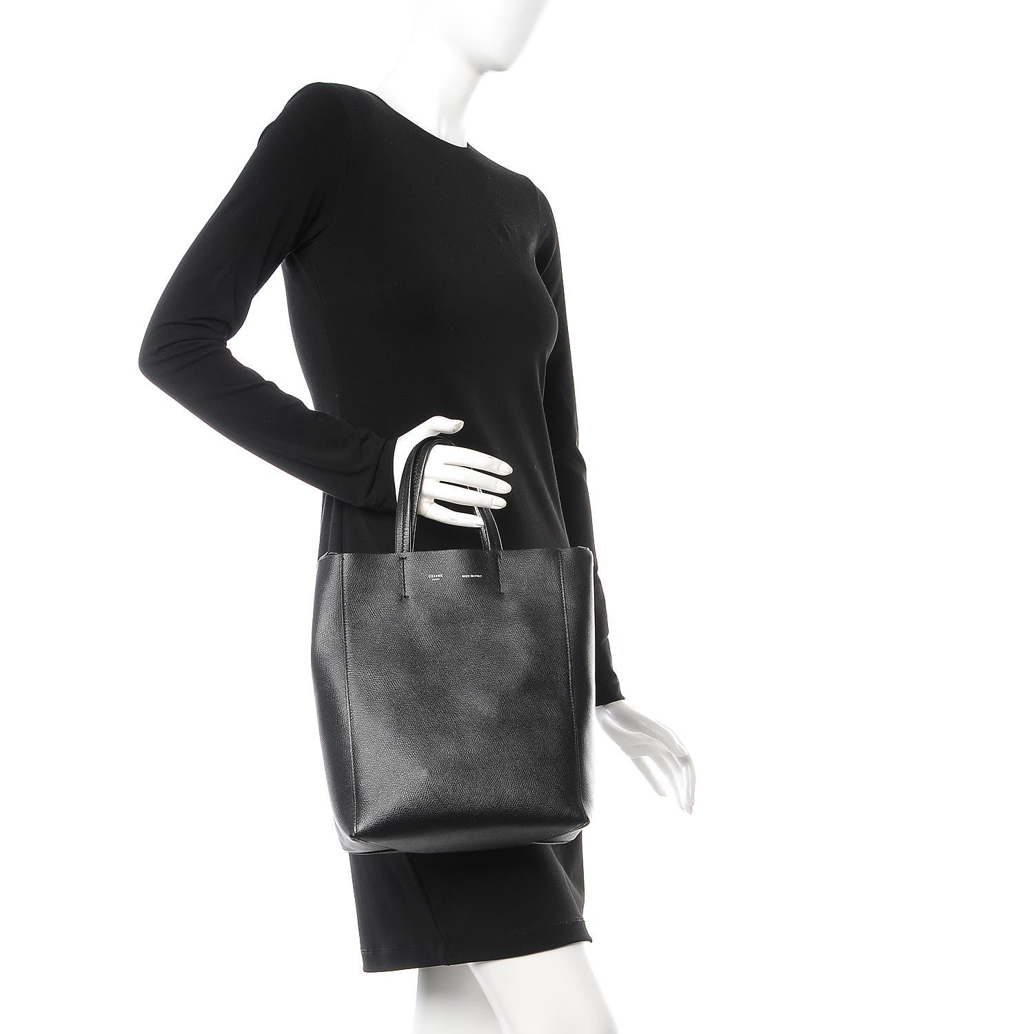 Celine Grained Calfskin Small Vertical Cabas Black 2 of 8