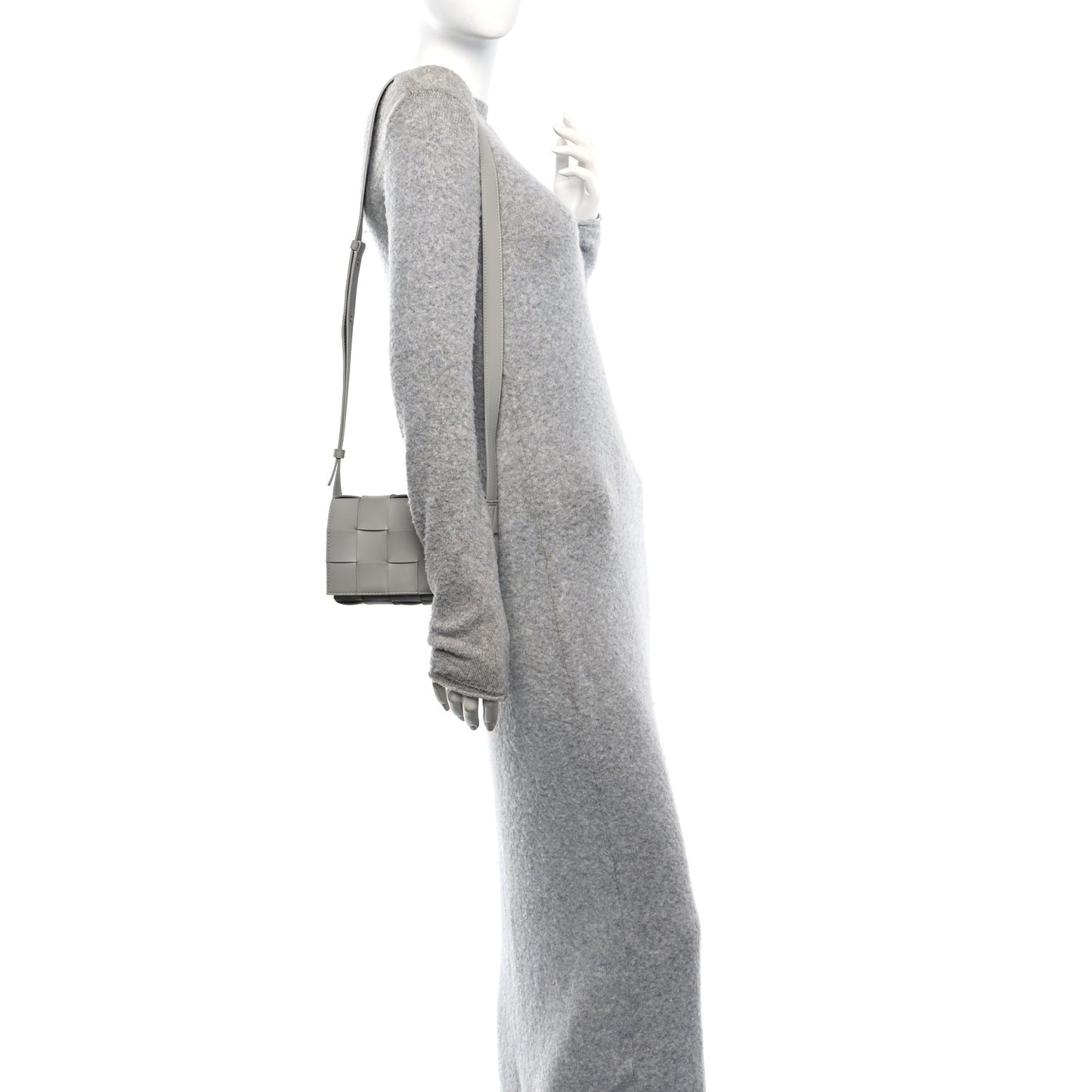 Lambskin Maxi Intreccio Small Cassette Crossbody Bag Agate Grey