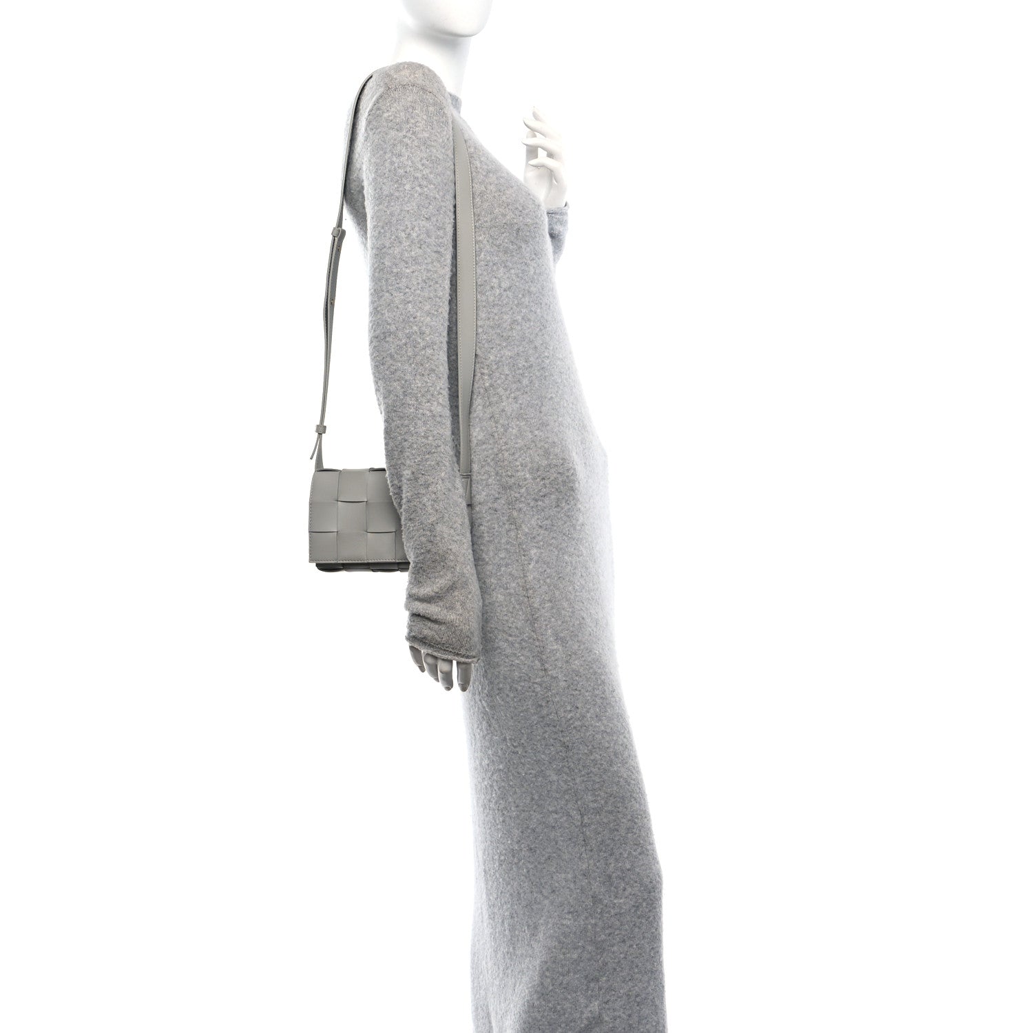 Bottega Veneta Lambskin Maxi Intreccio Small Cassette Crossbody Bag Agate Grey 2 of 9