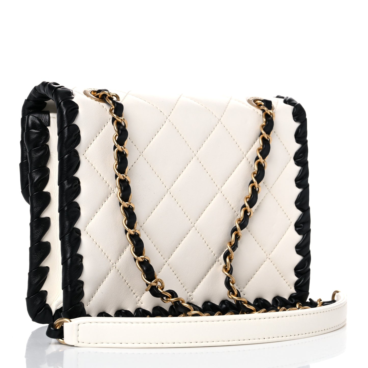 Braided Calfskin Mini My Own Frame Flap White