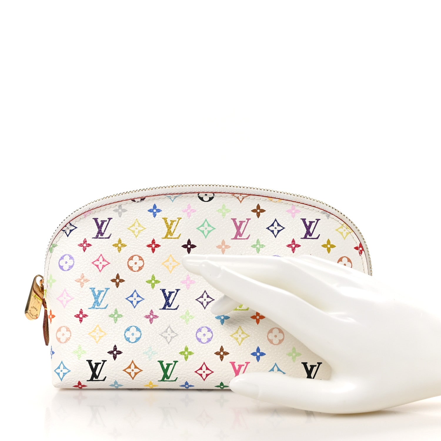 Louis Vuitton Monogram Multicolor Cosmetic Pouch White Litchi 2 of 9