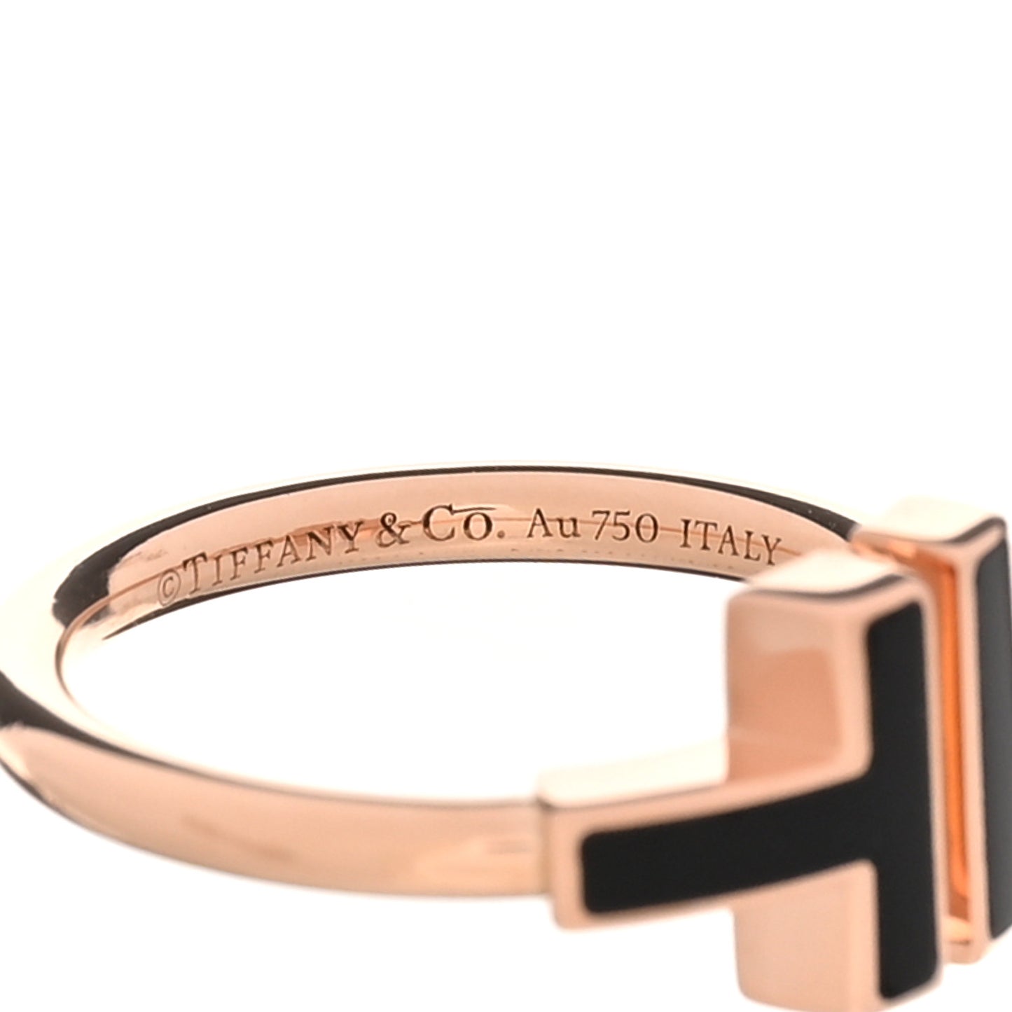 18K Rose Gold Black Onyx T Wire Ring 49 5