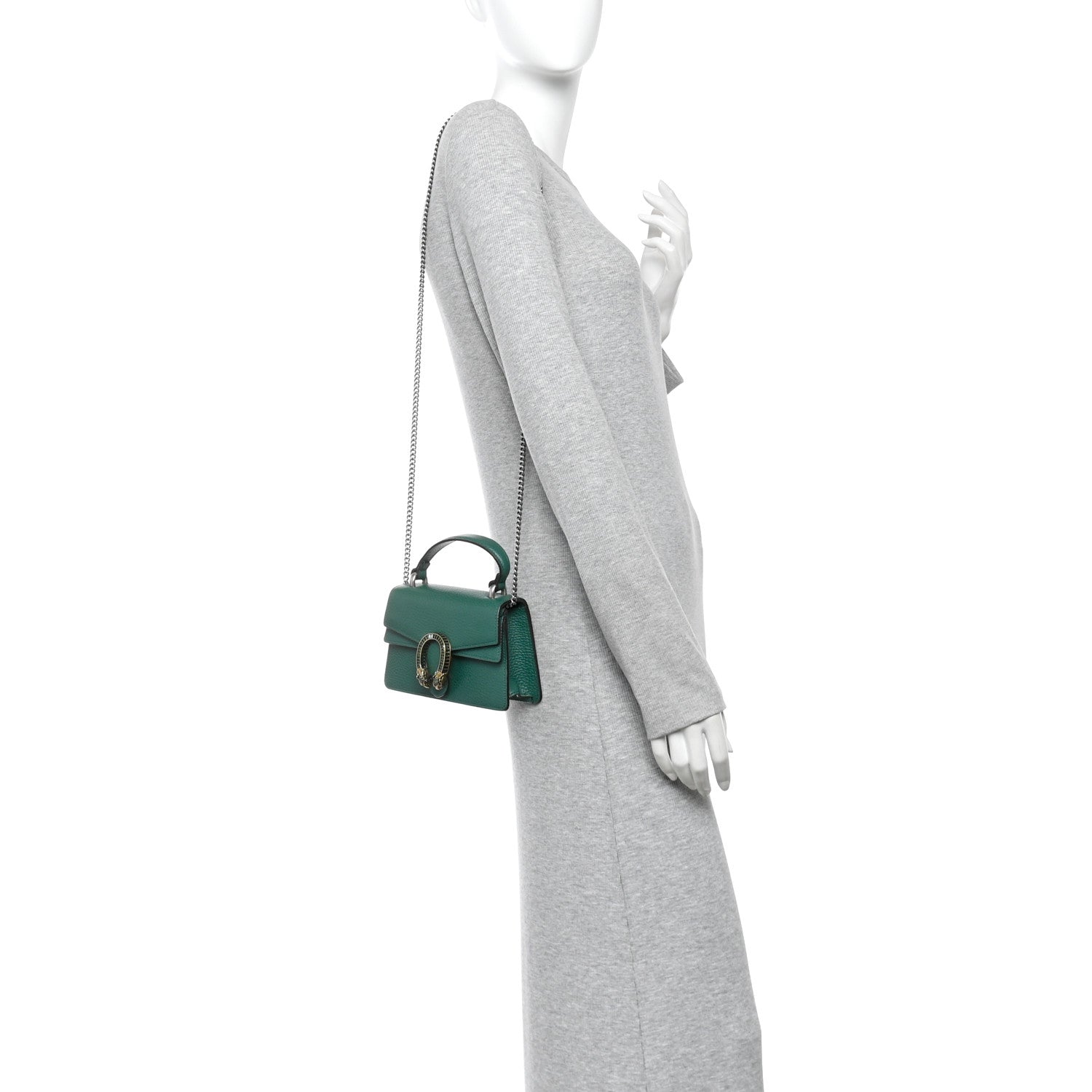 Gucci Dollar Calfskin Crystal Mini Dionysus Top Handle Bag Emerald 2 of 9