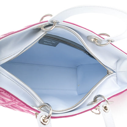 Christian Dior Lambskin Cannage Large Tri-Color Lady Dior Toxic Purple Grey Light Blue 5 of 12