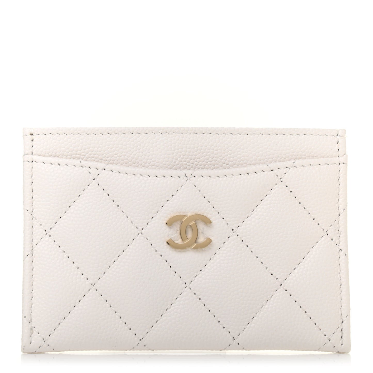 Caviar Quilted Card Holder White