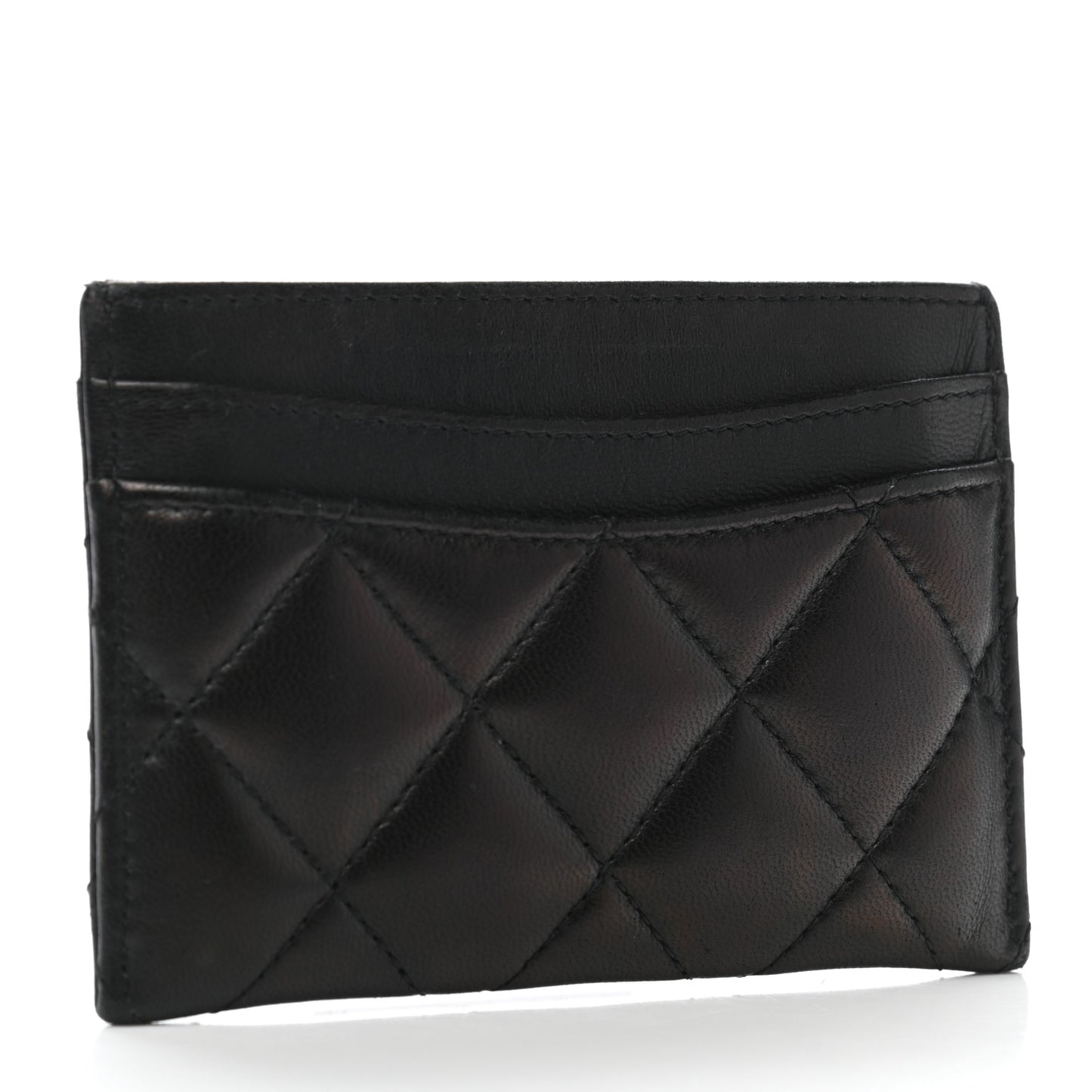 Lambskin Quilted Card Holder Black