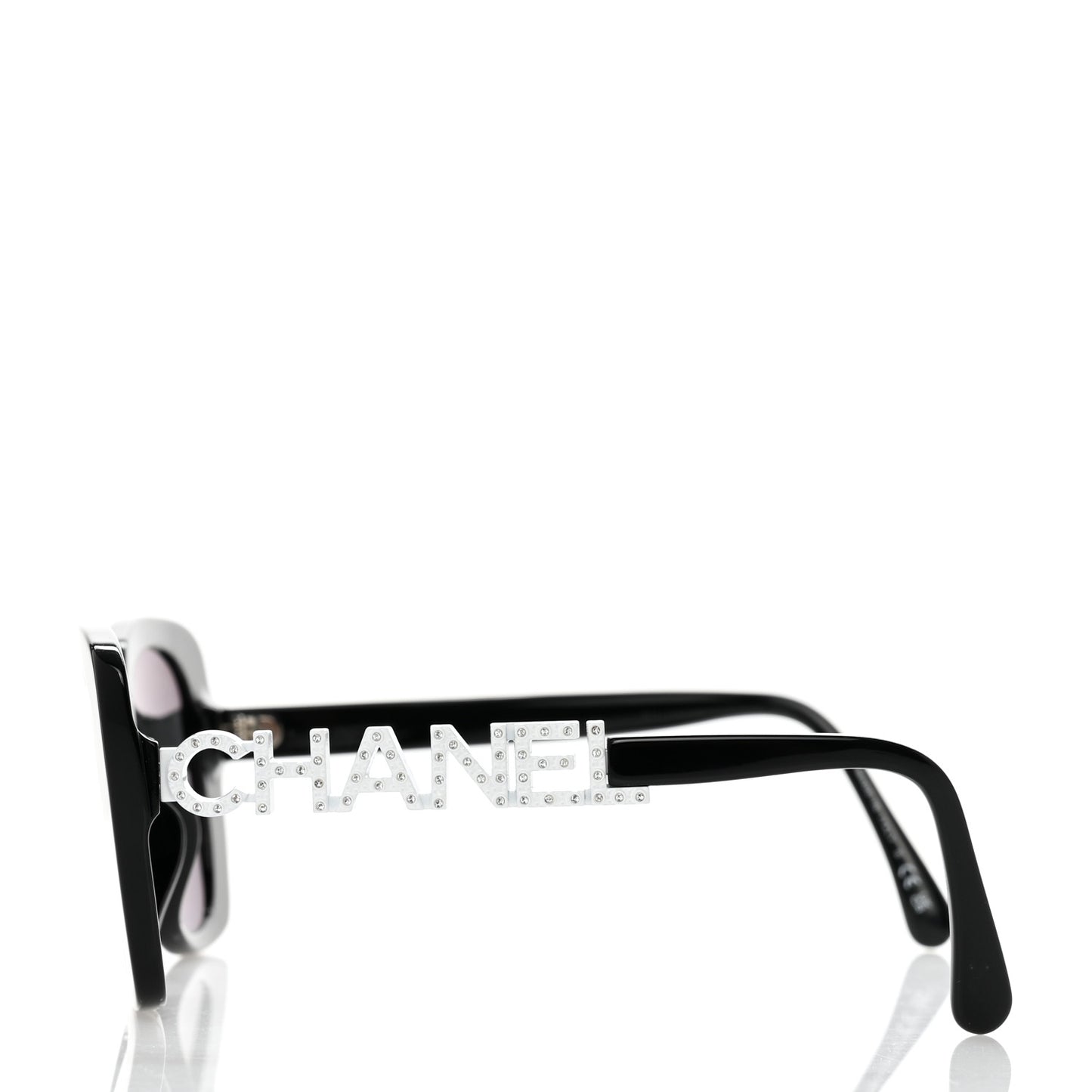 Acetate Strass Square Sunglasses 5422-B-A Black White