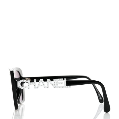 Chanel Acetate Strass Square Sunglasses 5422-B-A Black White 3 of 8
