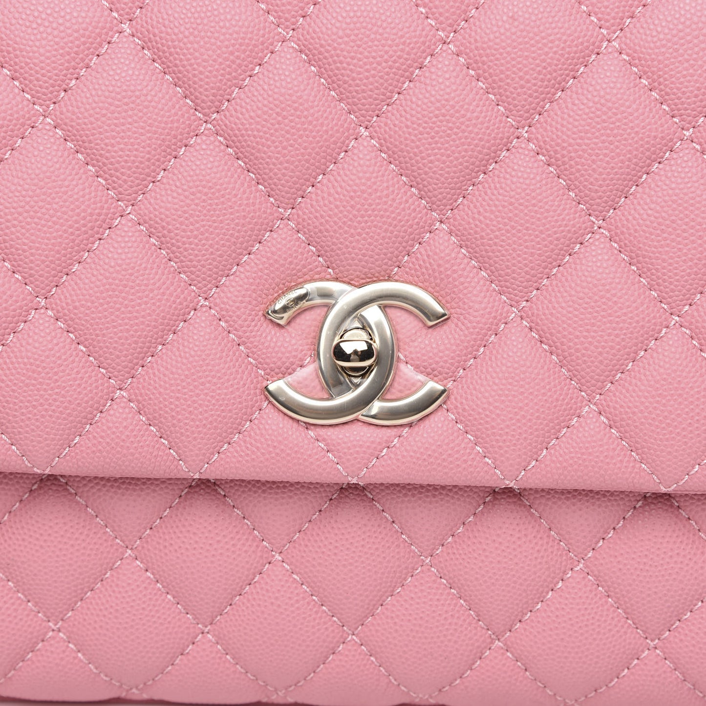 Caviar Quilted Small Coco Handle Flap Light Pink
