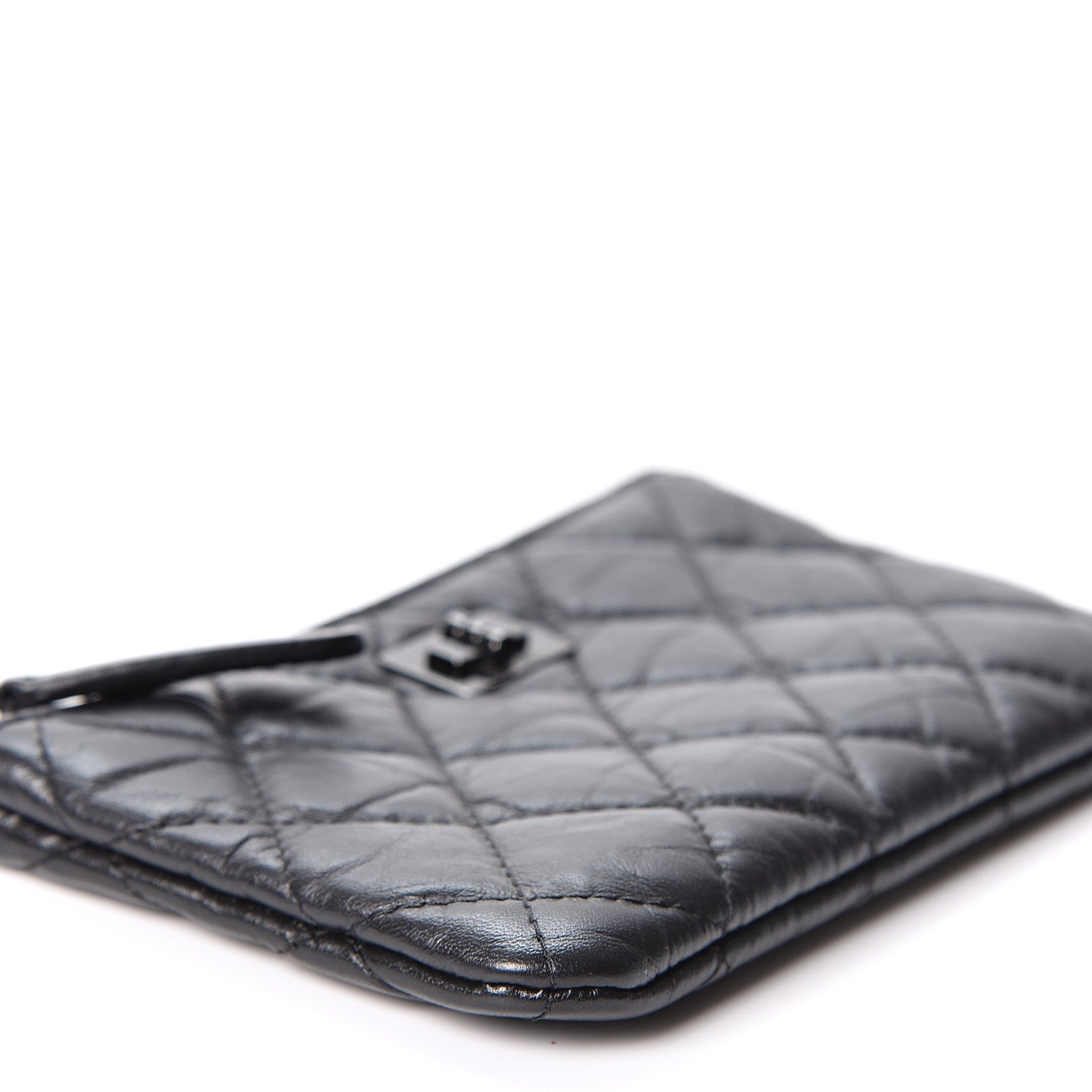 Chanel Aged Calfskin Quilted Small Reissue Cosmetic Case So Black 7 of 9