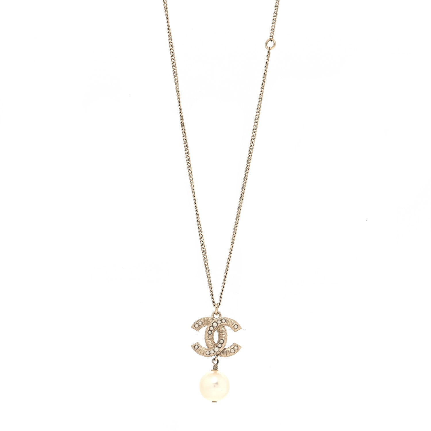 Chanel Pearl CC Drop Necklace Gold 1 of 5