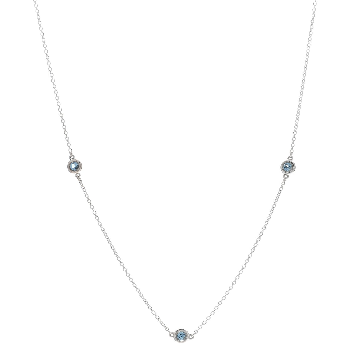 Sterling Silver Aquamarine Elsa Peretti Color By The Yard 3 Station Necklace