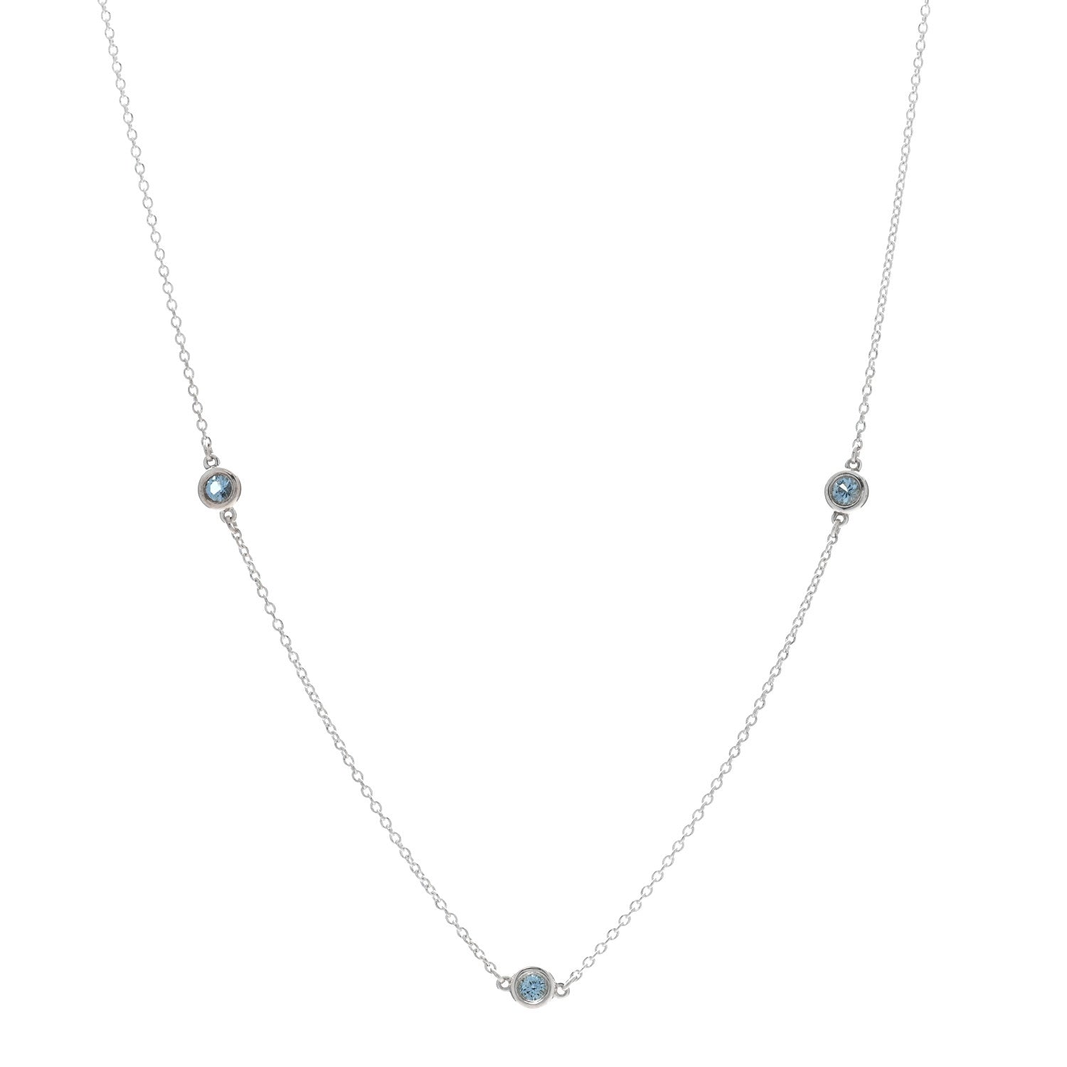 Tiffany Sterling Silver Aquamarine Elsa Peretti Color By The Yard 3 Station Necklace 1 of 4