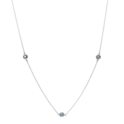 Tiffany Sterling Silver Aquamarine Elsa Peretti Color By The Yard 3 Station Necklace 1 of 4