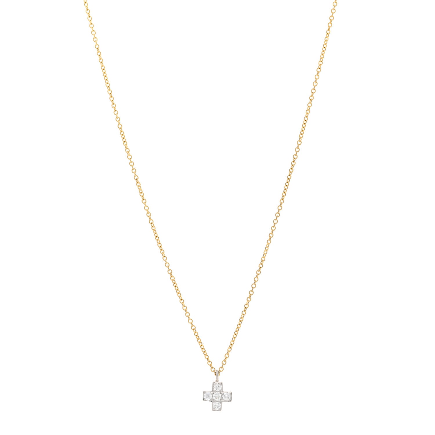 Tiffany 18K Yellow Gold Platinum Diamond Cruciform Cross Pendant Necklace 1 of 4