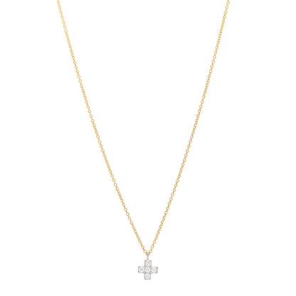 Tiffany 18K Yellow Gold Platinum Diamond Cruciform Cross Pendant Necklace 1 of 4