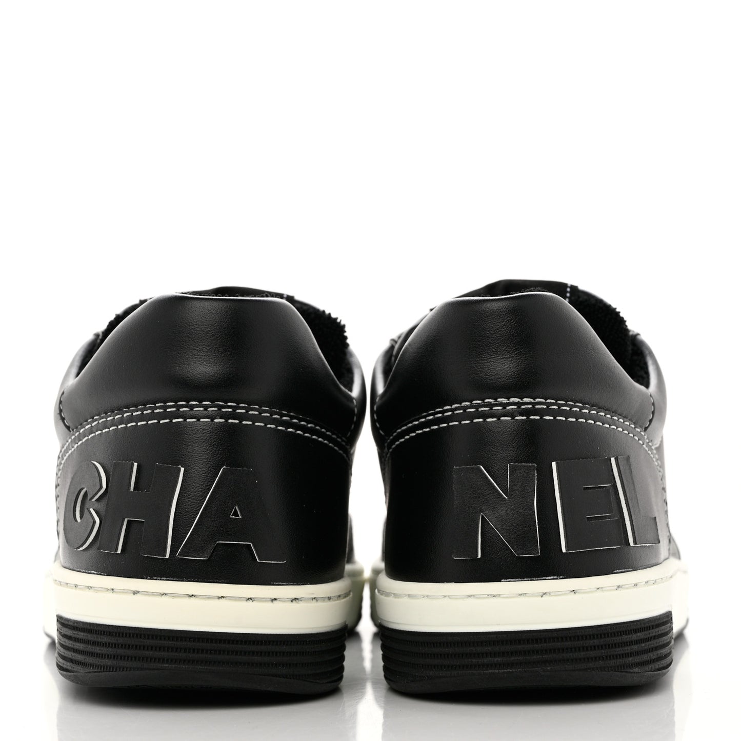 Calfskin Womens Logo Sneakers 40 Black White