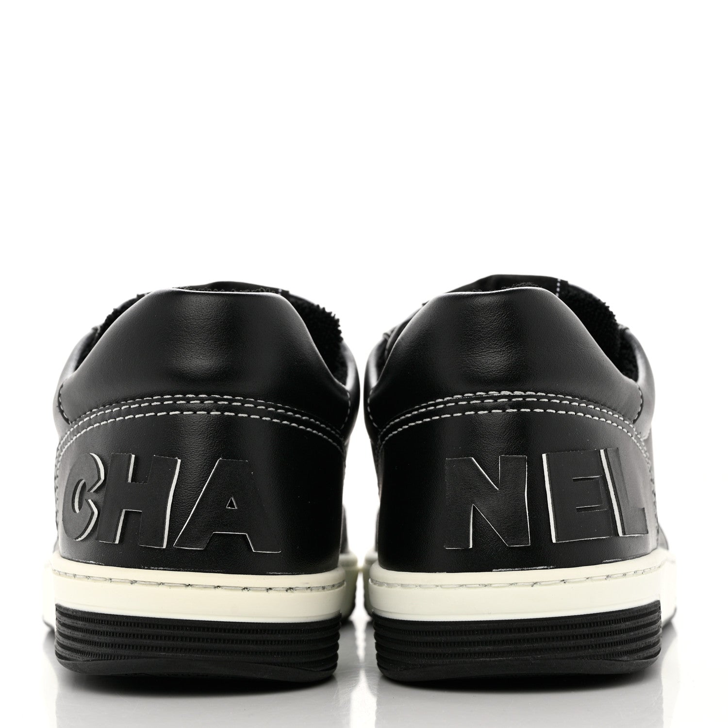 Chanel Calfskin Womens Logo Sneakers 40 Black White 5 of 10