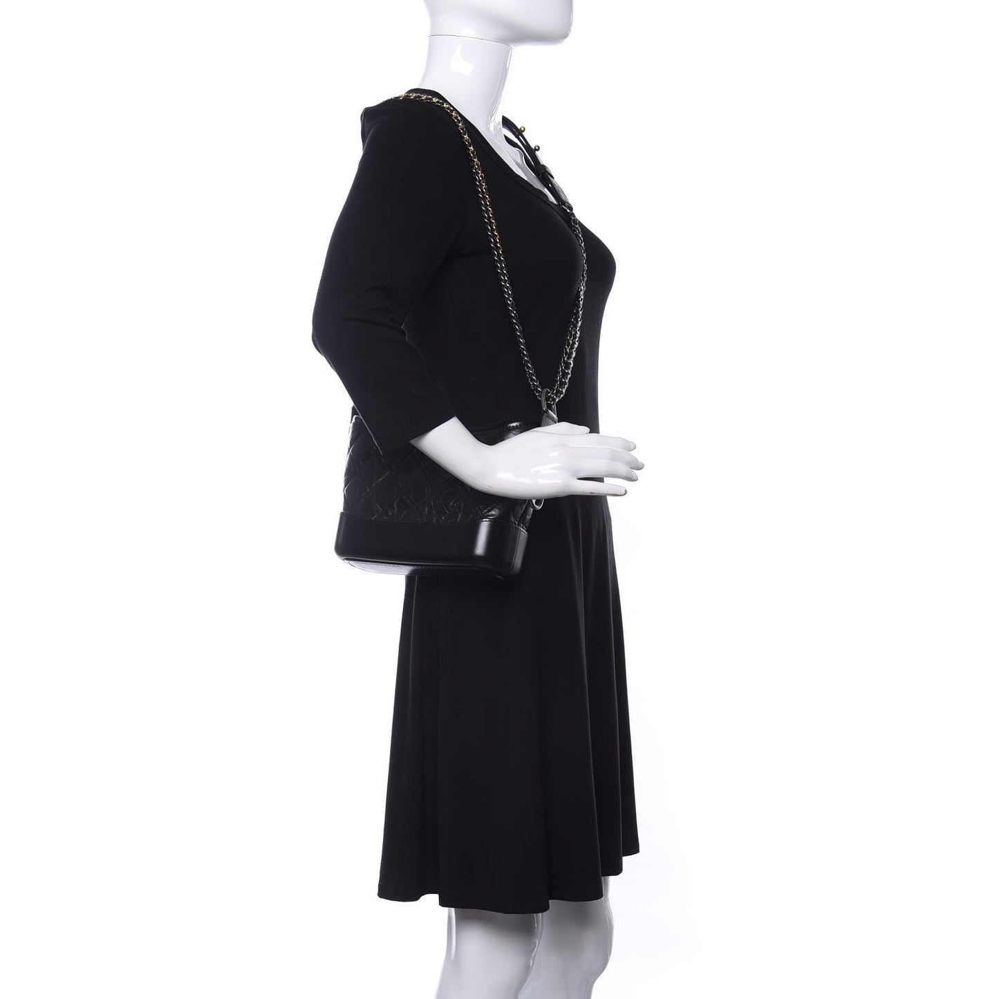 Aged Calfskin Quilted Small Gabrielle Hobo Black