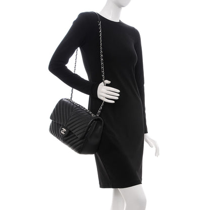 Chanel Caviar Chevron Quilted Large Puffy CC Flap Black 2 of 7