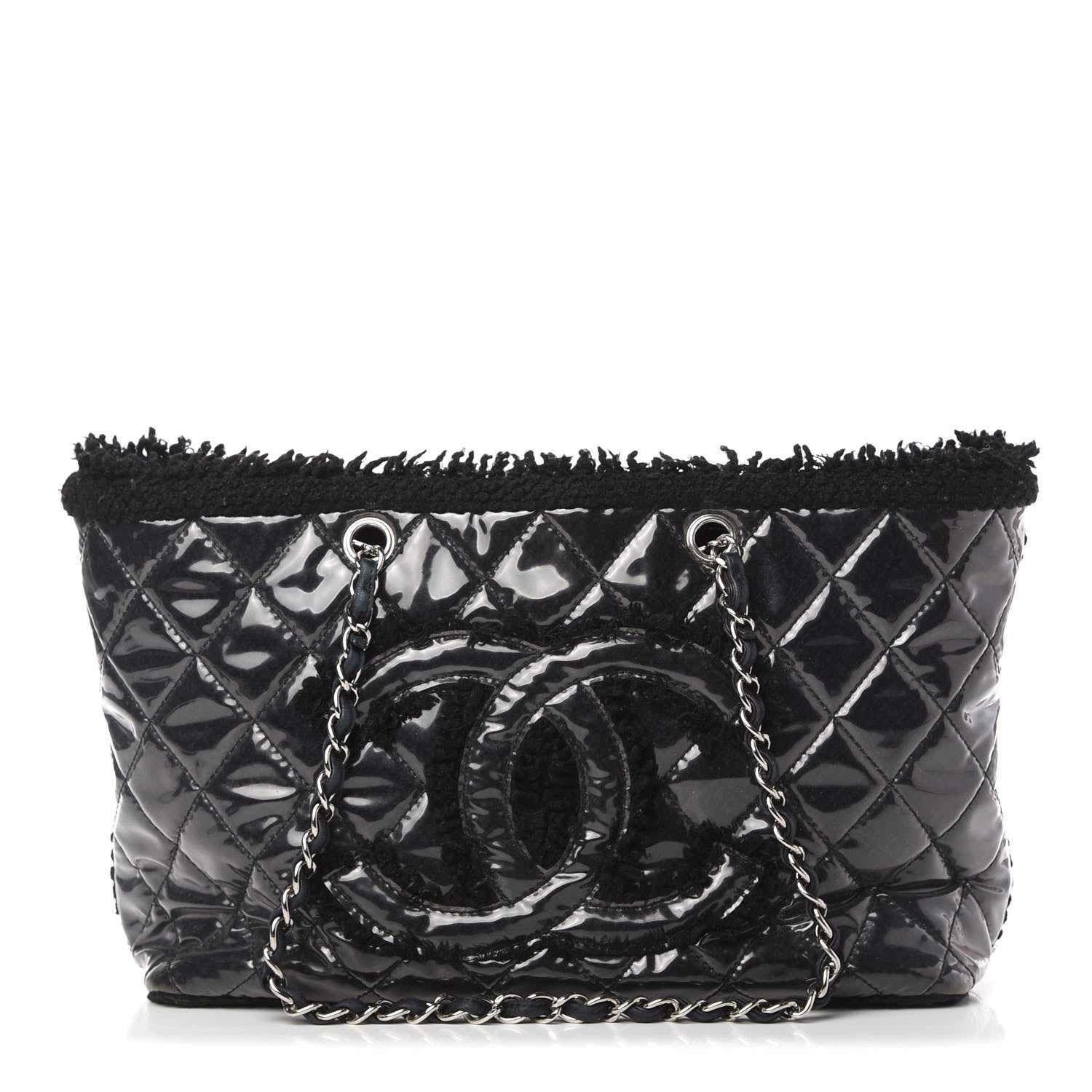 Chanel Vinyl Quilted Funny Tweed Tote Black 1 of 10