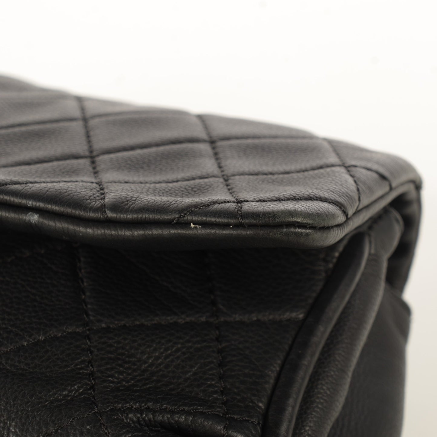 Calfskin Quilted CC Curvy Flap Black