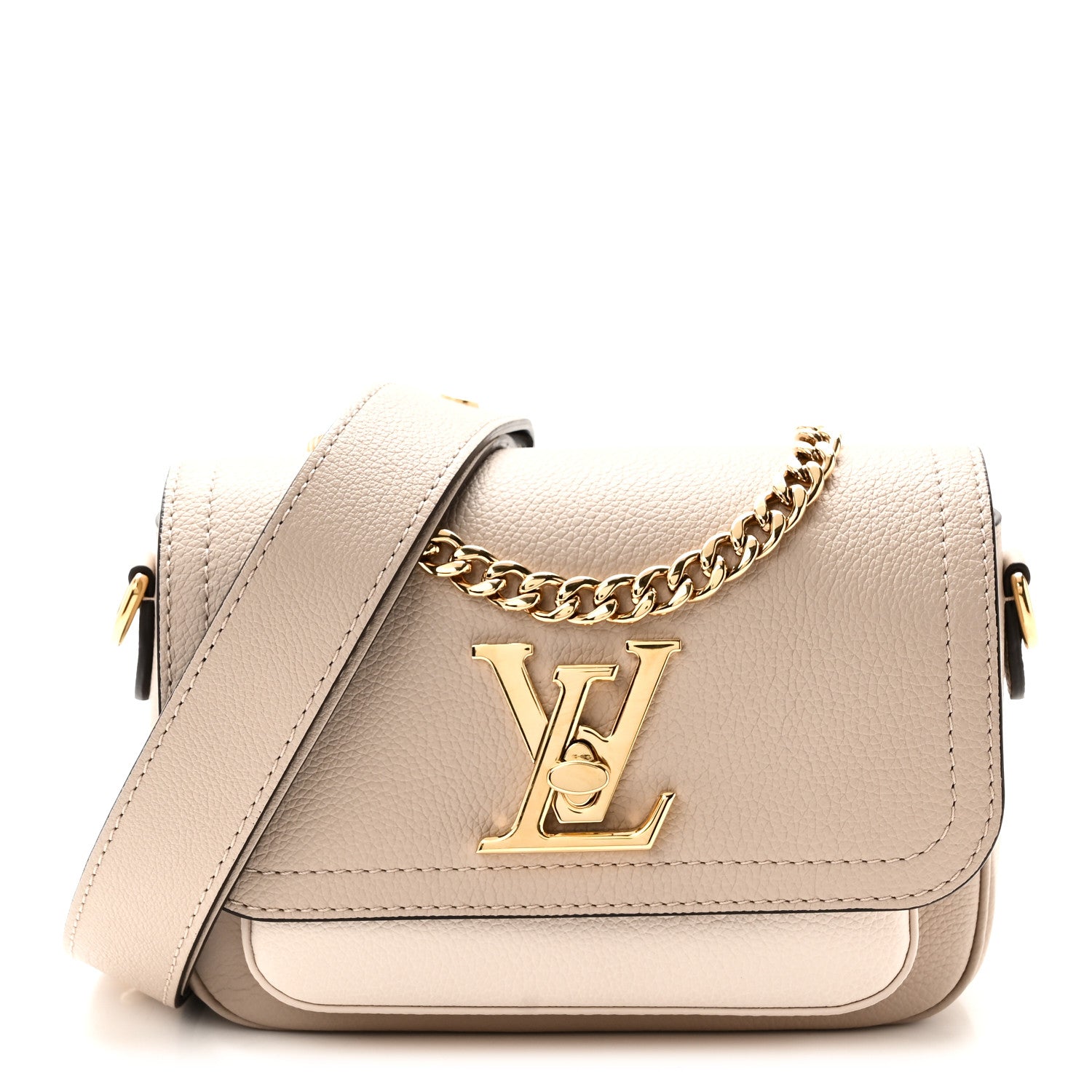 Louis Vuitton Grained Calfskin Lockme Tender Greige 1 of 9