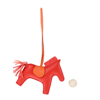 Hermes Milo Lambskin Grigri Rodeo Horse Bag Charm MM Rouge Rose Indien Jaipur Feu 2 of 3