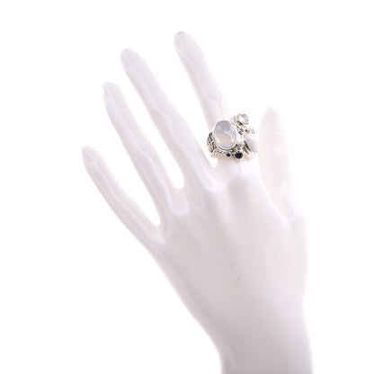 David Yurman Sterling Silver 18K Yellow Gold Diamond Sapphire Agate Moonstone Quartz Mosaic Ring 52 6 2 of 6