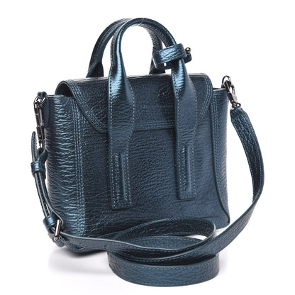 3.1 Phillip Lim 3.1 Metallic Textured Calfskin Mini Pashli Satchel Turquoise 3 of 10