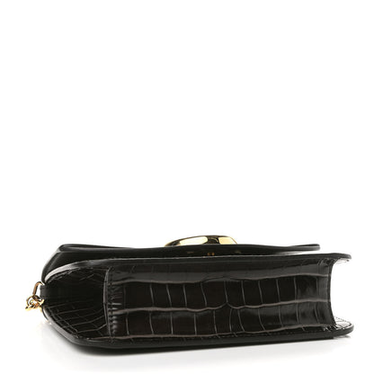Chloe Calfskin Crocodile Embossed C Clutch With Chain Profound Brown 4 of 9