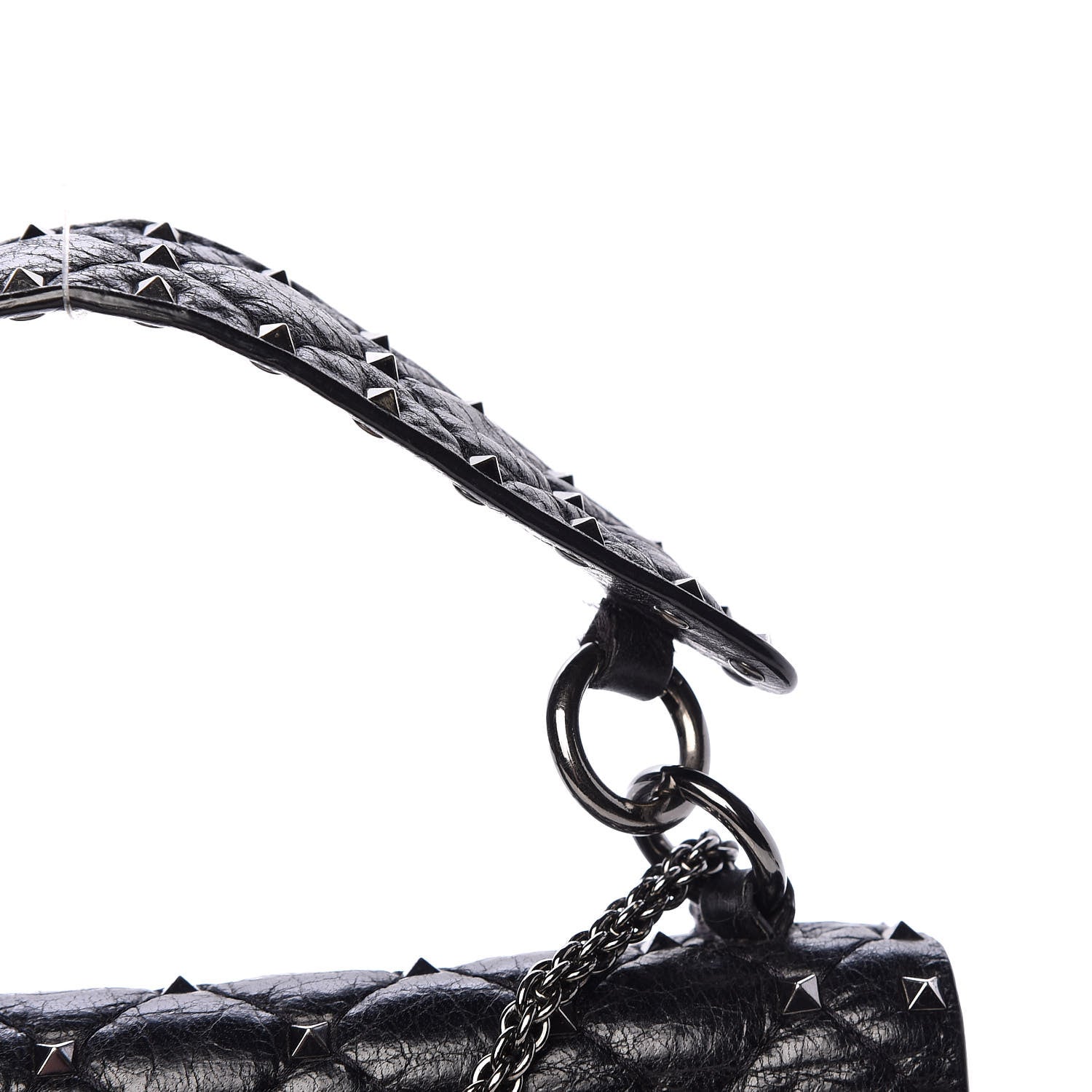 Valentino Garavani Craquele Nappa Medium Rockstud Spike Shoulder Bag Black 15 of 24