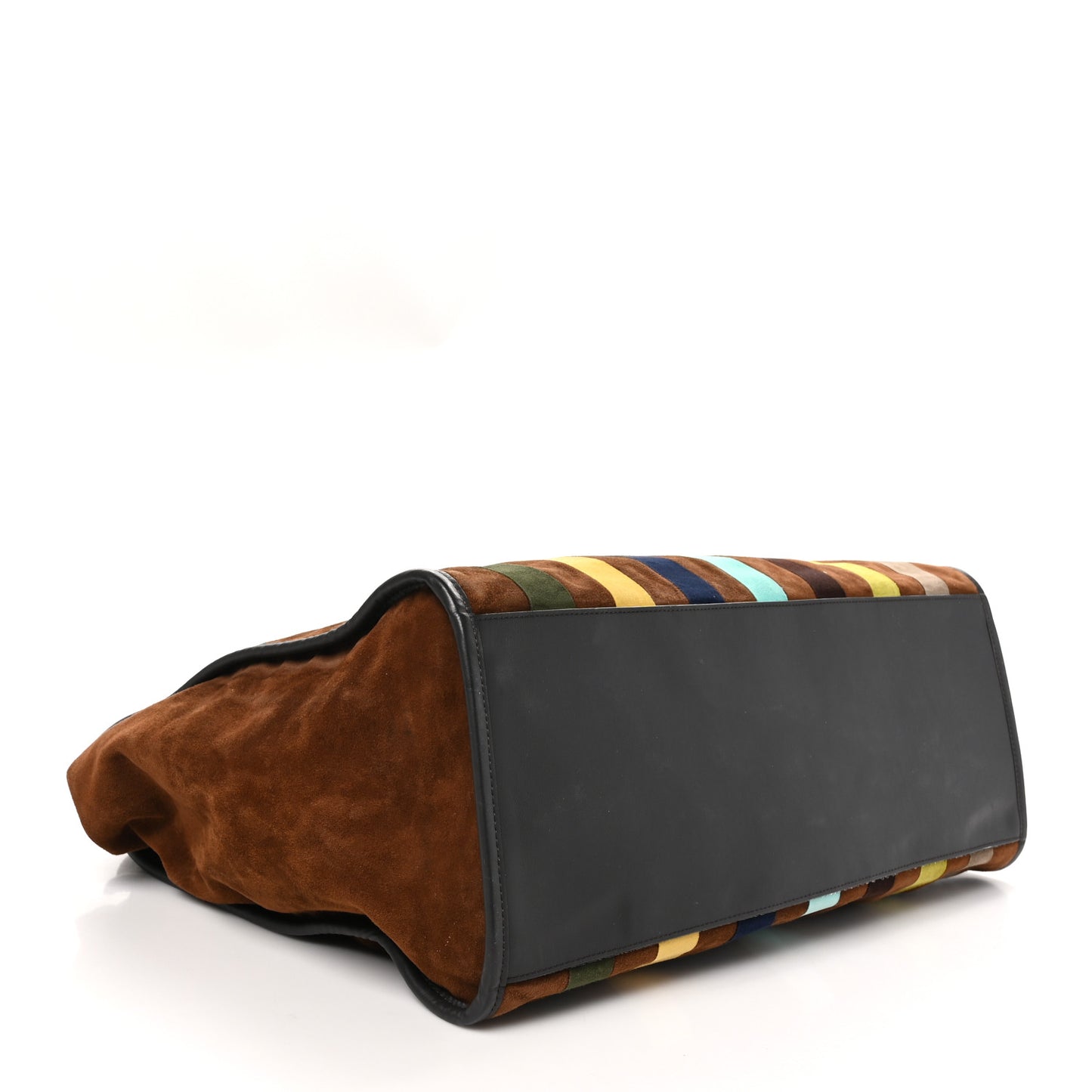 Suede Striped Fendi Sunshine Shopper Tote Brown Multicolor