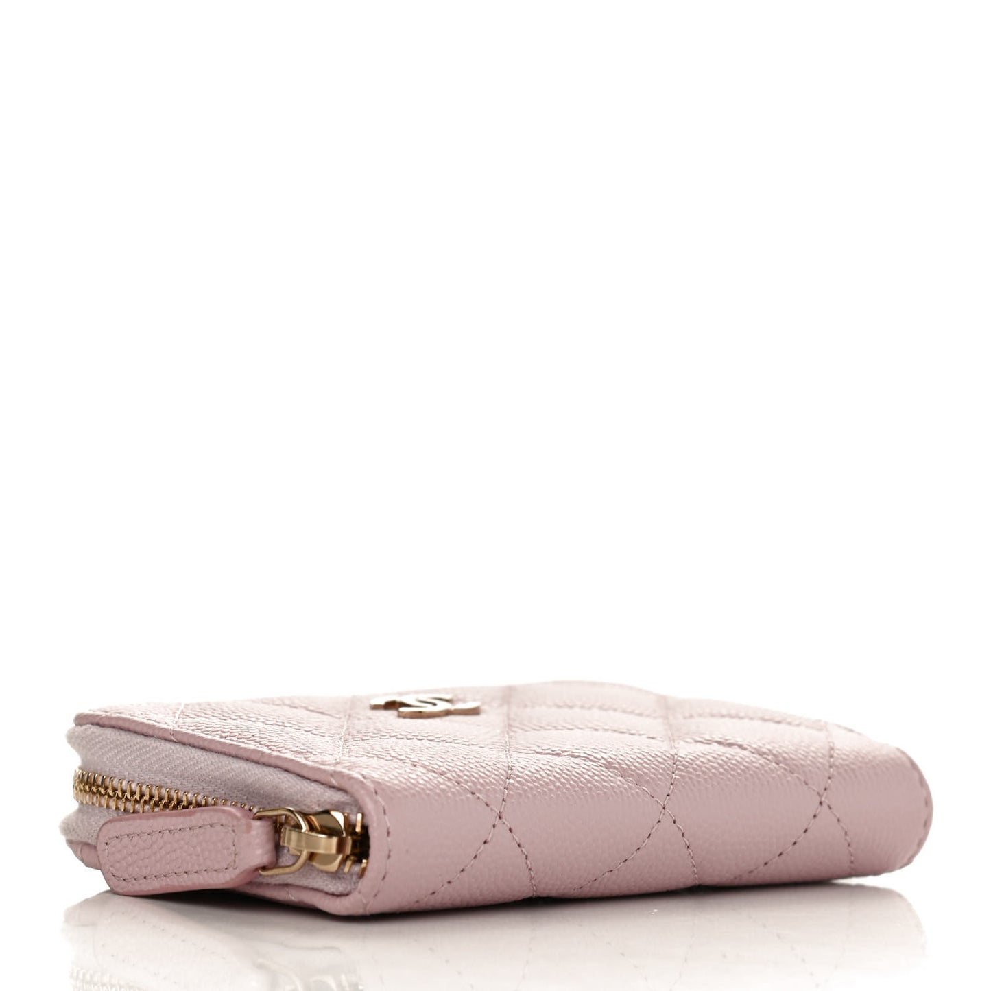 Caviar Quilted Zip Coin Purse Light Pink