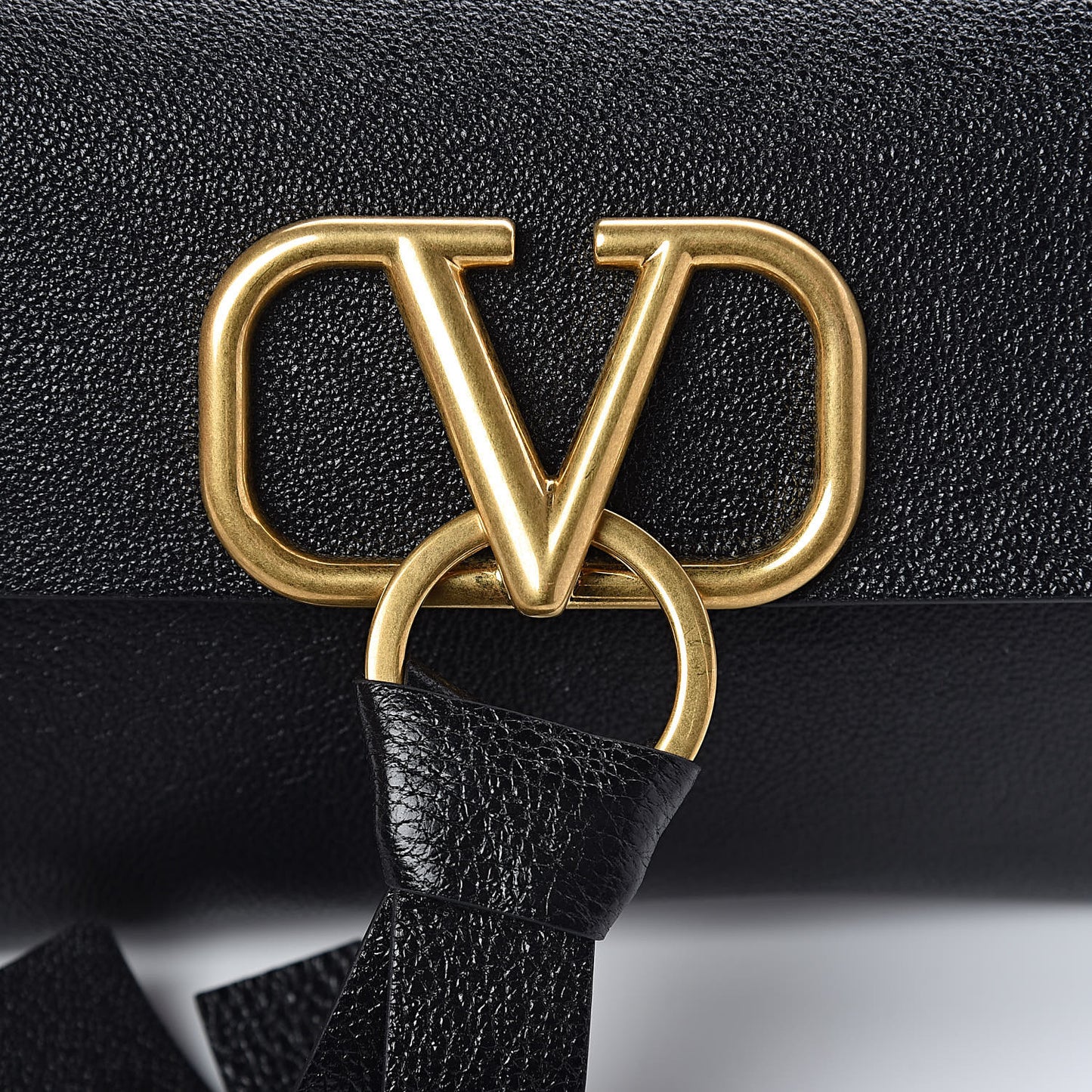 Textured Patent Calfskin VRing Belt Bag Black