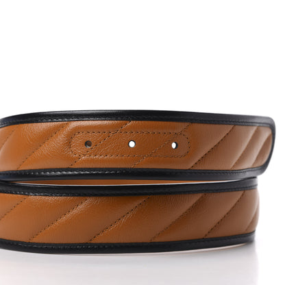 Gucci Azalea Calfskin Matelasse Diagonal Torchon Double G 40mm Belt 80 32 Cognac Black 4 of 7