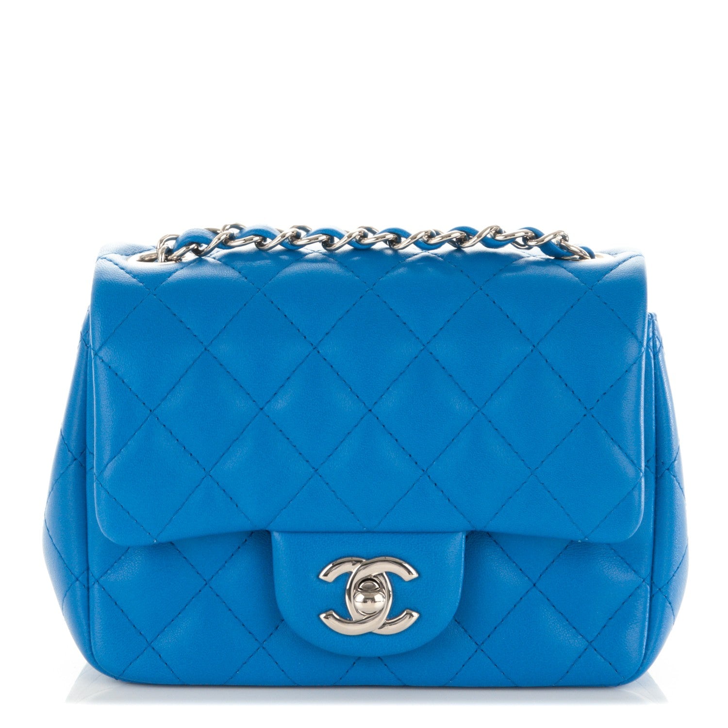 Chanel Lambskin Quilted Mini Square Flap Blue 1 of 7